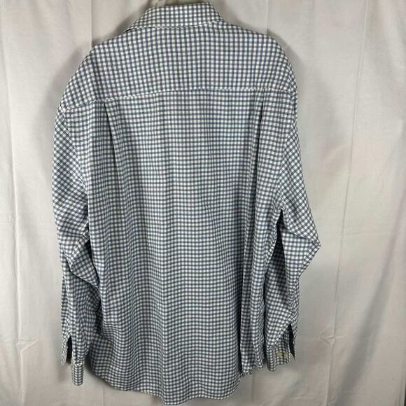 Hickey Freeman Mens Blue & Gray Checked Button Down Business Shirt Italy Large - Picture 2 of 12